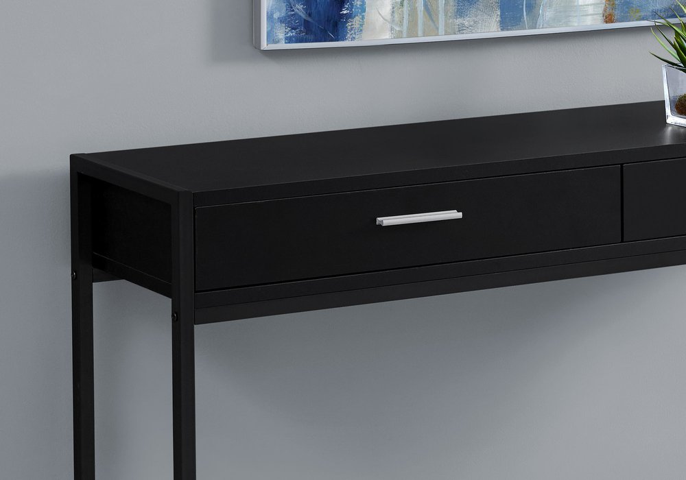 48" Black Frame Console Table And Drawers