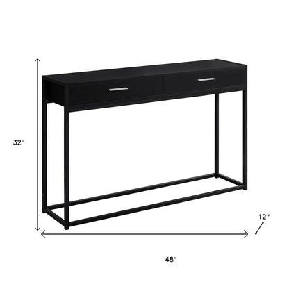 48" Gray and Black Frame Console Table And Drawers