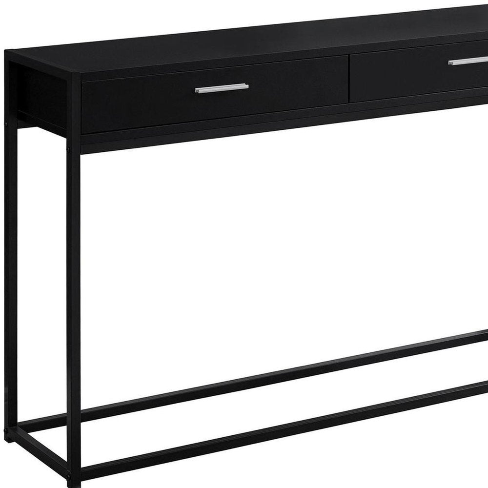 48" Gray and Black Frame Console Table And Drawers