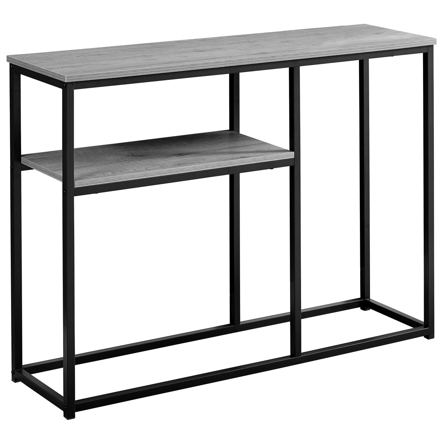 42" Gray And Black Frame Console Table With Storage