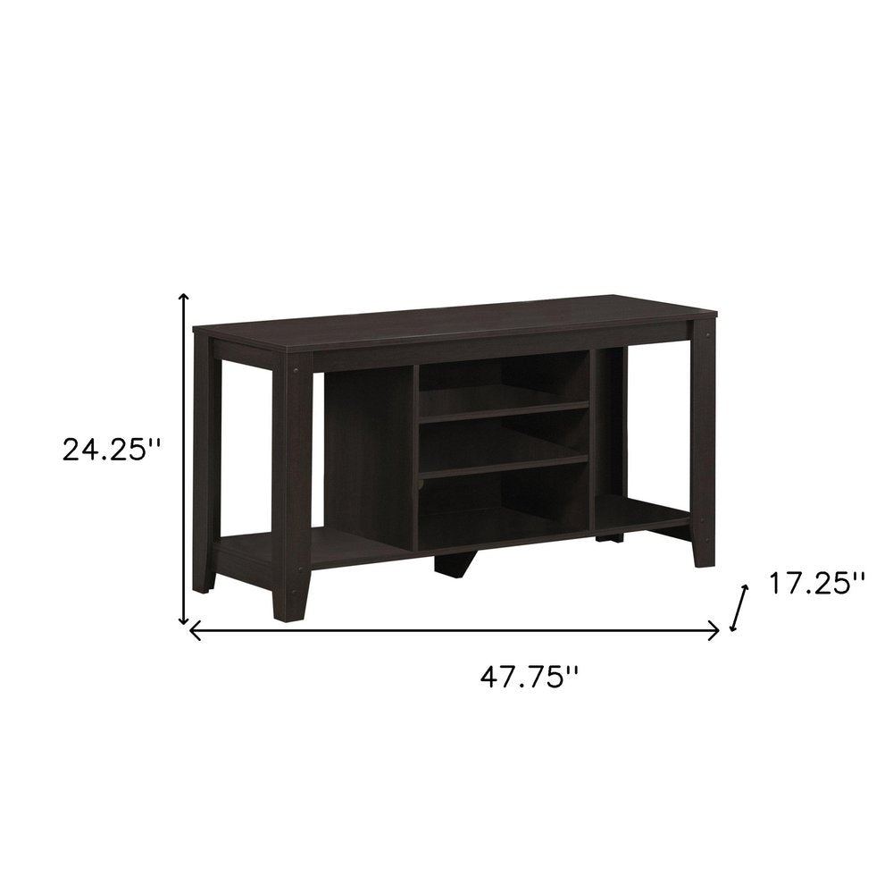 48" Dark Brown Open shelving TV Stand