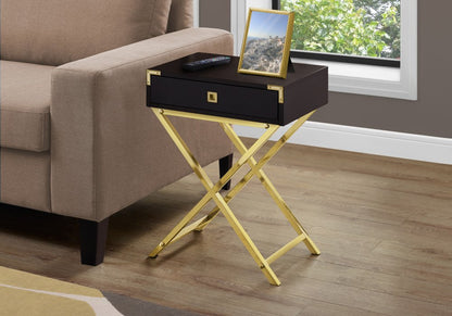 24" Black And Gray Wood And Metal End Table With Drawer