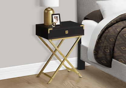 24" Black And Gray Wood And Metal End Table With Drawer