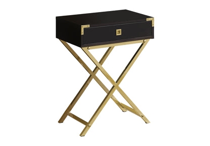 24" Black And Gray Wood And Metal End Table With Drawer