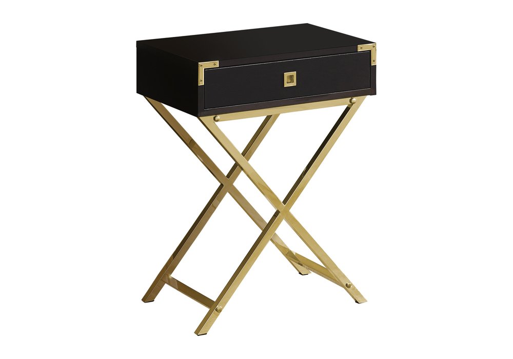 24" Black And Gray Wood And Metal End Table With Drawer