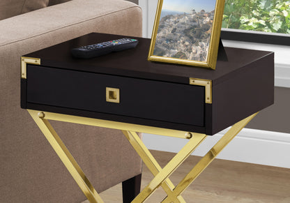 24" Black And Gray Wood And Metal End Table With Drawer