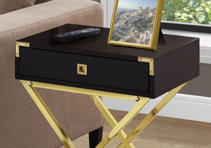 24" Black And Gray Wood And Metal End Table With Drawer