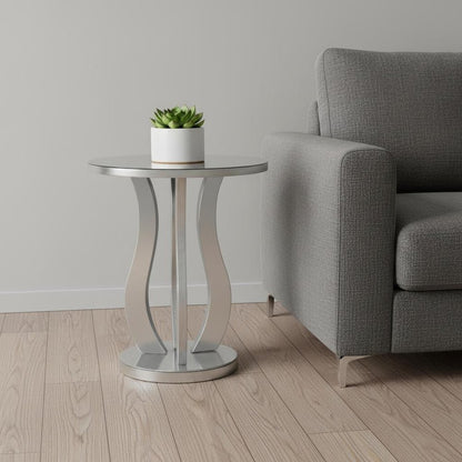 24" Silver Glass Round End Table