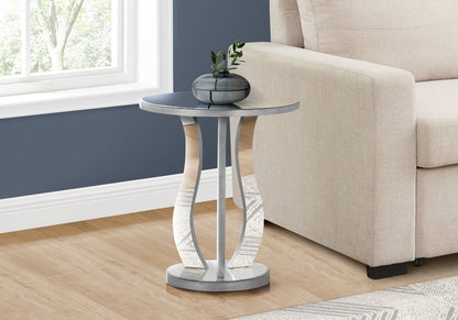24" Silver Glass Round End Table