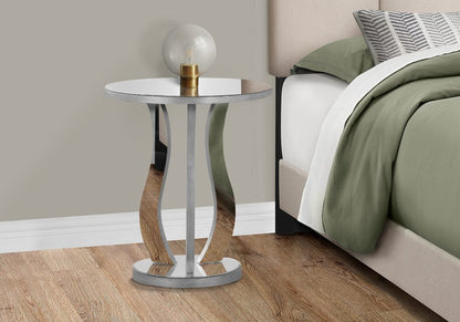 24" Silver Glass Round End Table