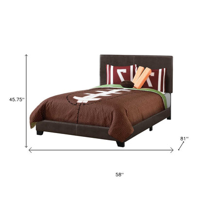 Brown Solid and Manufactured Wood Full Upholstered Faux Leather Bed Frame