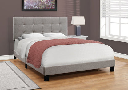 Gray Queen Tufted Upholstered Bed Frame