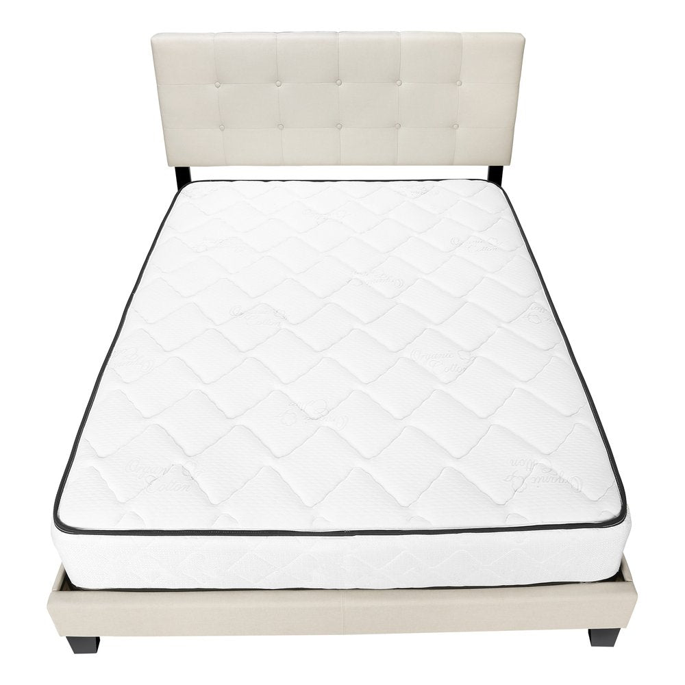 Beige Queen Upholstered Bed Frame