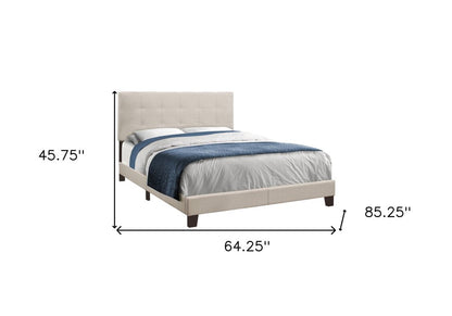 Beige Queen Upholstered Bed Frame