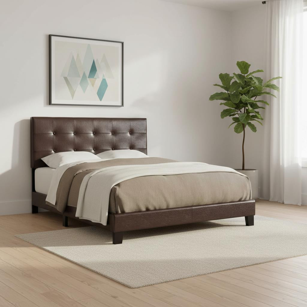 Gray Queen Tufted Upholstered Bed Frame