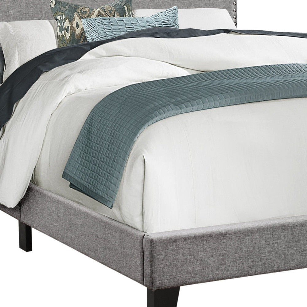 Gray Solid and Manufactured Wood Full Upholstered Faux Leather Bed Frame