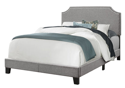 Gray Solid and Manufactured Wood Full Upholstered Faux Leather Bed Frame