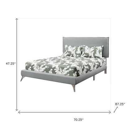 White Solid Wood Queen Upholstered Linen Bed Frame
