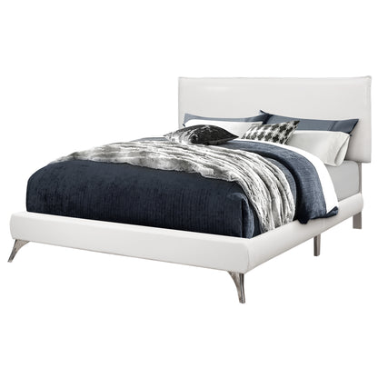 White Solid Wood Queen Upholstered Linen Bed Frame