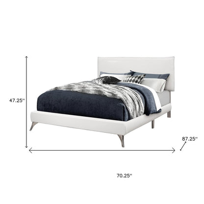 White Solid Wood Queen Upholstered Linen Bed Frame