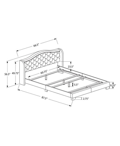 Light Gray and Gray Wood Tufted Upholstered Queen Bed Frame with Nailhead Trim