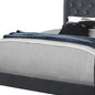 Light Gray and Gray Wood Tufted Upholstered Queen Bed Frame with Nailhead Trim