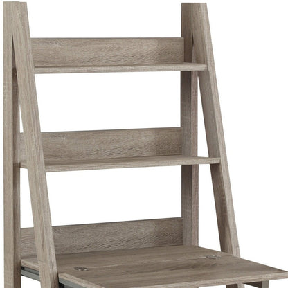 26" Taupe Wood Ladder Desk