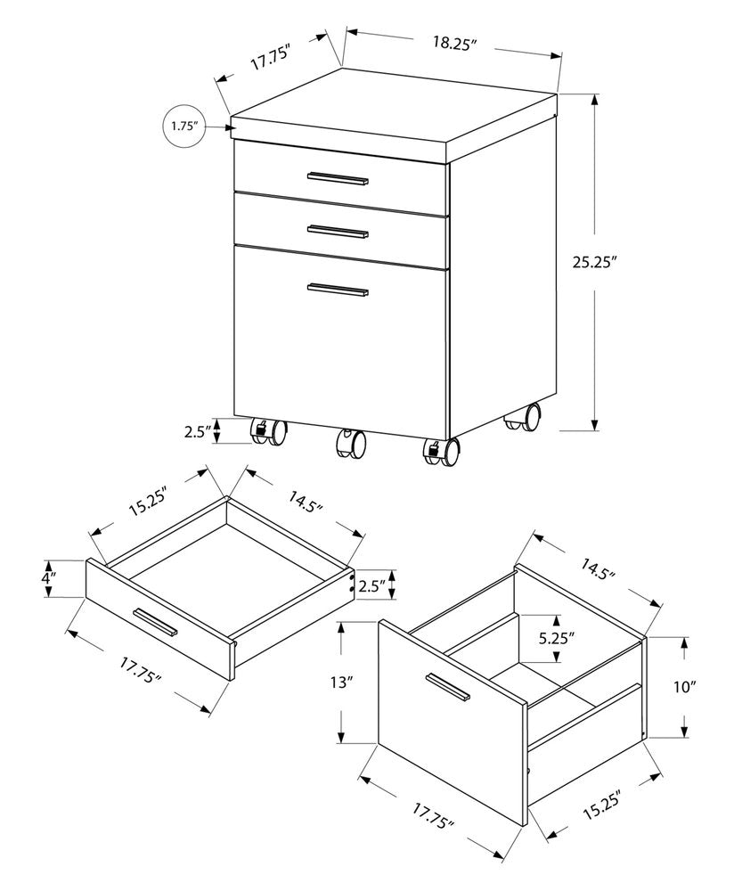 25" White Particle Board Filing Cabinet With Drawers