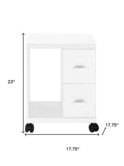 17.75" X 17.75" X 23" White Particle Board Hollow Core 2 Drawers  Office Cabinet