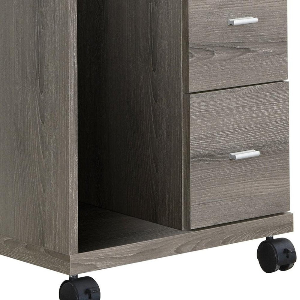 17.75" X 17.75" X 23" Dark Taupe Particle Board Hollow Core 2 Drawers  Office Cabinet