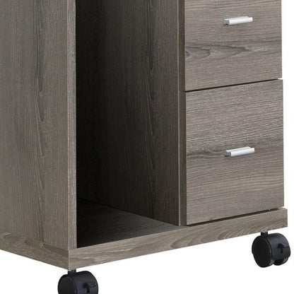 17.75" X 17.75" X 23" Dark Taupe Particle Board Hollow Core 2 Drawers  Office Cabinet