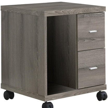 17.75" X 17.75" X 23" Dark Taupe Particle Board Hollow Core 2 Drawers  Office Cabinet