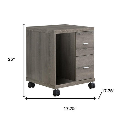 17.75" X 17.75" X 23" Dark Taupe Particle Board Hollow Core 2 Drawers  Office Cabinet
