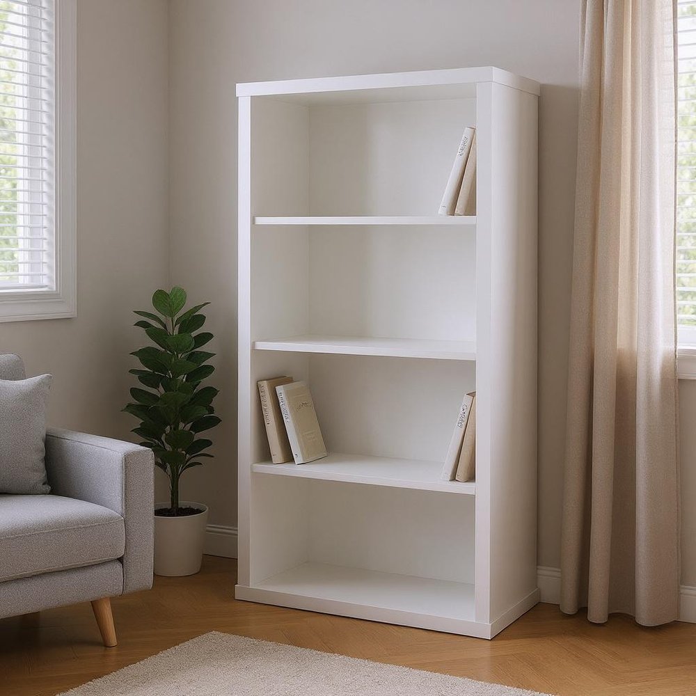 48" Gray Wood Four Tier Bookcase