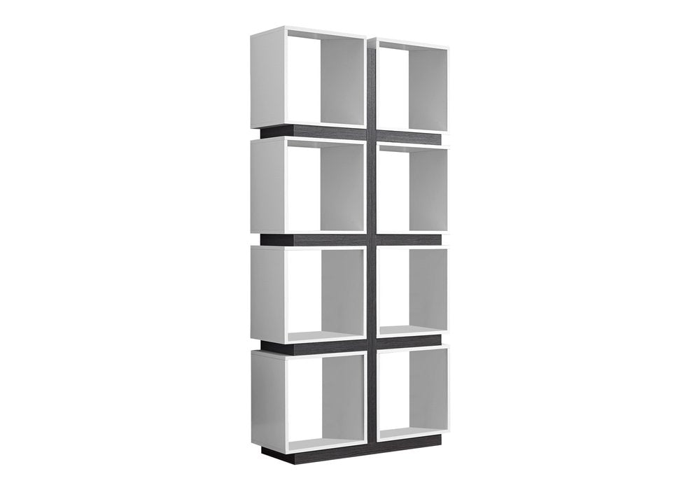 71" White Wood Eight Tier Cube Bookcase