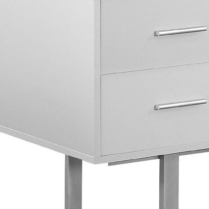 24" Brown and Silver Computer Desk With Three Drawers
