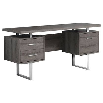 24" White and Silver Computer Desk With Three Drawers