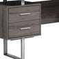60" Taupe and Silver Computer Desk With Three Drawers