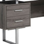 24" Brown and Silver Computer Desk With Three Drawers