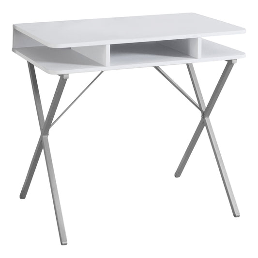 20" White and Silver Computer Desk