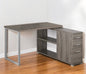 47" White and Silver L Shape Computer Desk With Three Drawers