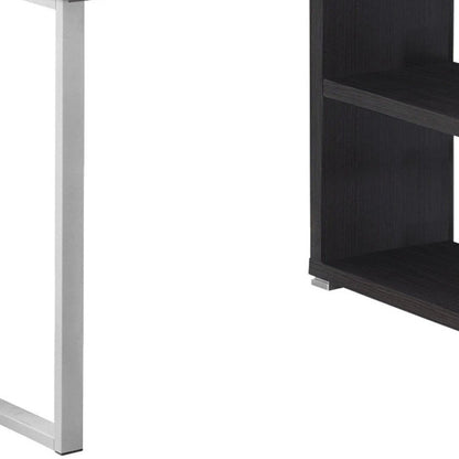 47" White and Silver L Shape Computer Desk With Three Drawers