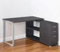 47" White and Silver L Shape Computer Desk With Three Drawers