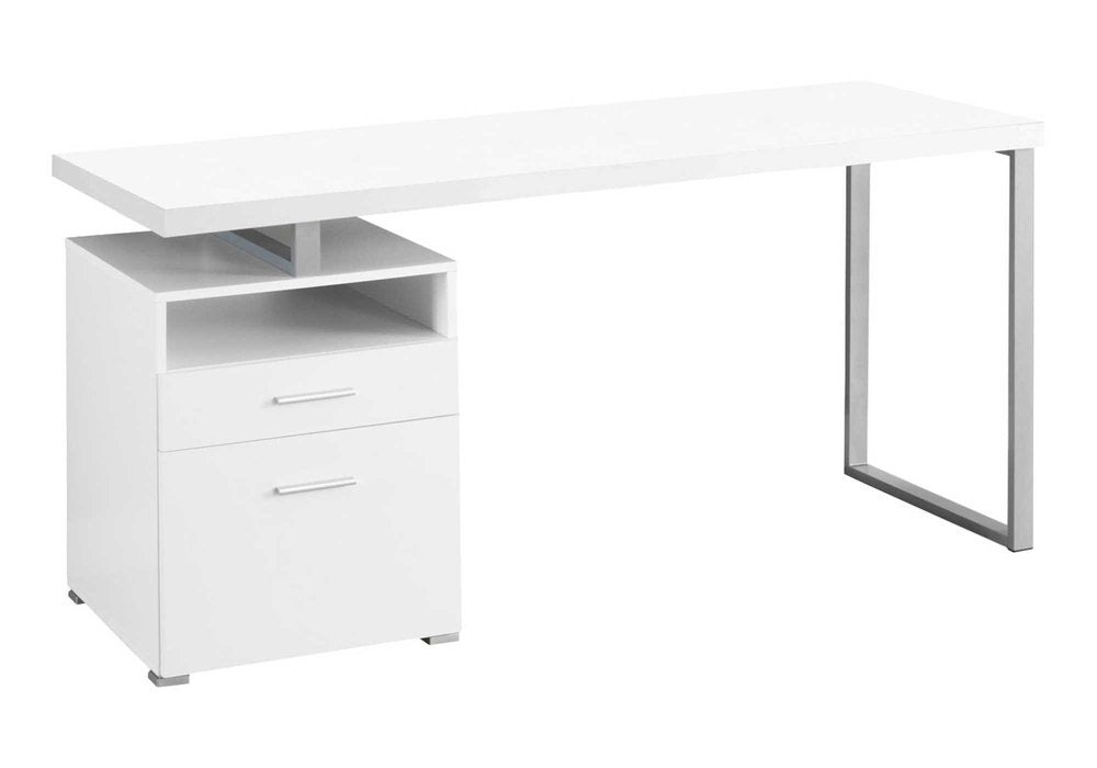 60" Taupe and Silver Computer Desk With Two Drawers