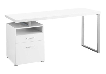 60" Taupe and Silver Computer Desk With Two Drawers