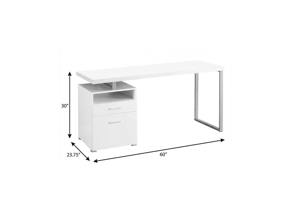 60" Taupe and Silver Computer Desk With Two Drawers