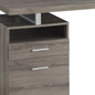 60" Taupe and Silver Computer Desk With Two Drawers