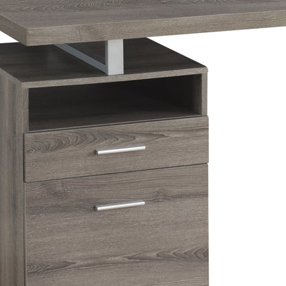 60" White and Silver Computer Desk With Two Drawers