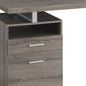 24" Taupe and Silver Computer Desk With Two Drawers