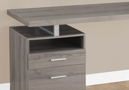 60" White and Silver Computer Desk With Two Drawers